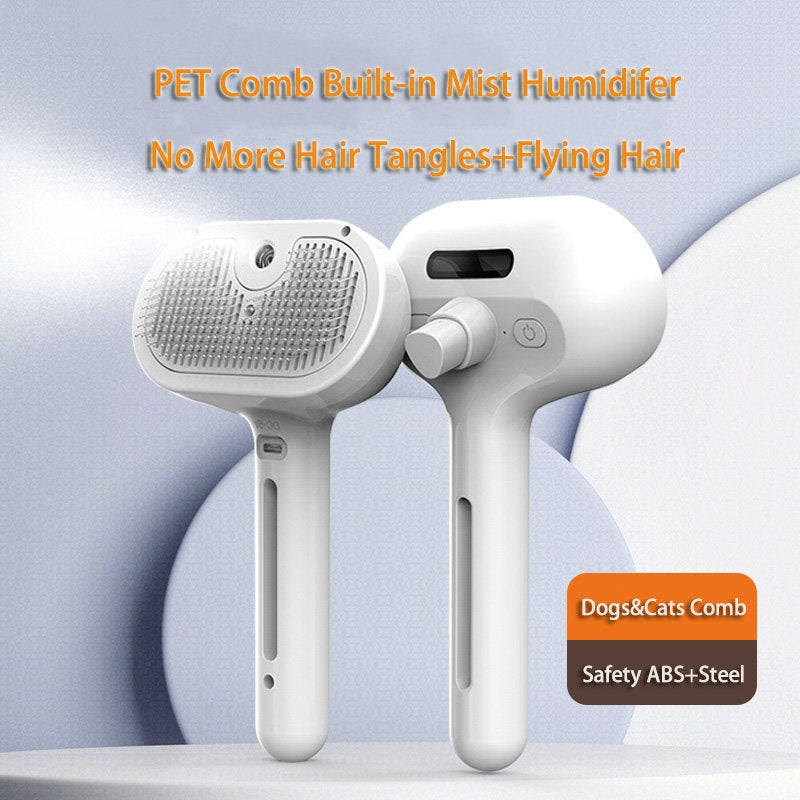 Self Cleaning Pet Grooming Brush With Mist Humidifier Feature