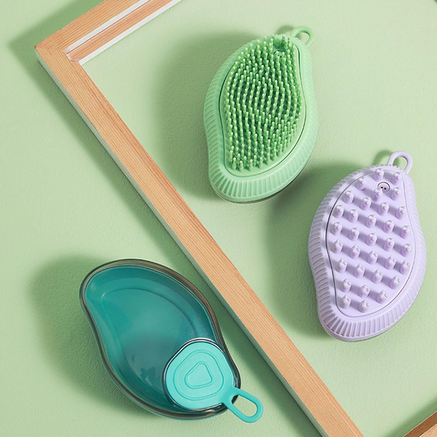 Silicone Pet Bath Brush With Soap Dispenser Grooming Massage Tool