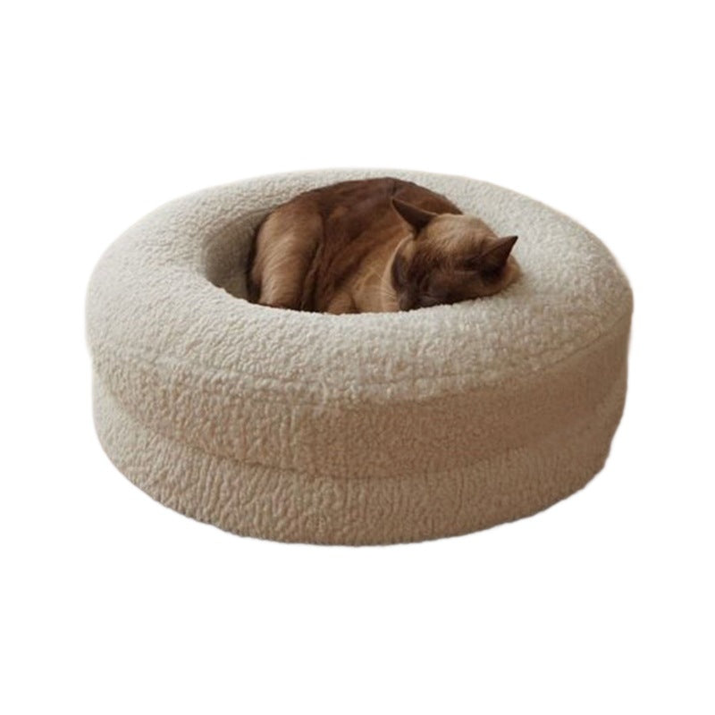 Household Solid Color Leisure Pet Round Bed Cozy Nest