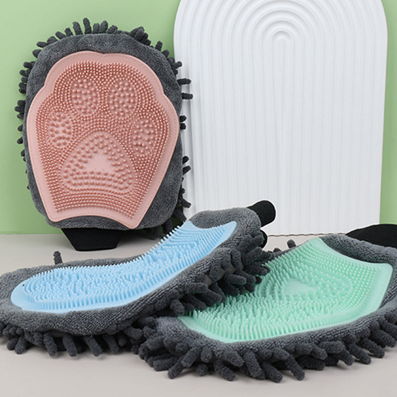 2-in-1 Pet Bathing Brush Grooming Massage Glove Cleaning Tool
