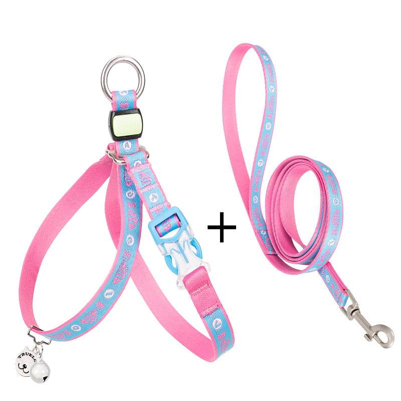 Pet Bell Chest Strap Harness Vest With Durable Leash Set