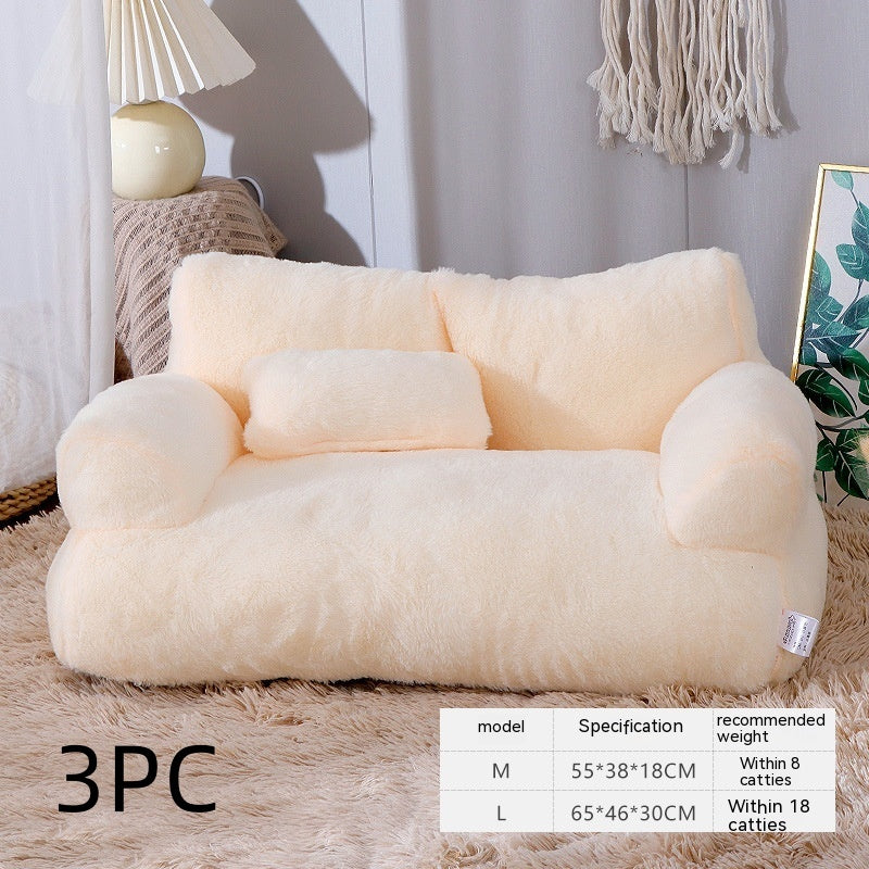 Luxury Plush Pet Sofa Bed Warm Cozy Nest For Winter