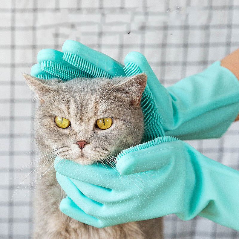 Silicone Pet Grooming Gloves Hair Comb Bath Cleaning Massage Brush