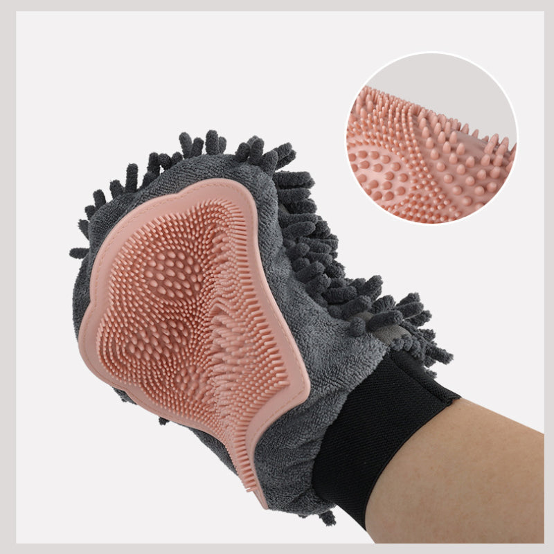 2-in-1 Pet Bathing Brush Grooming Massage Glove Cleaning Tool