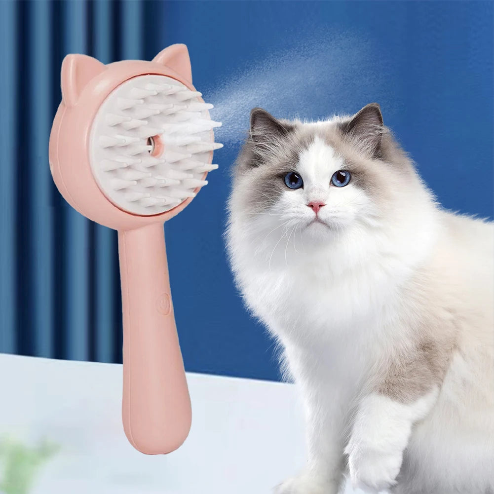 Rechargeable Pet Grooming Brush With Steam Mist Self Cleaning