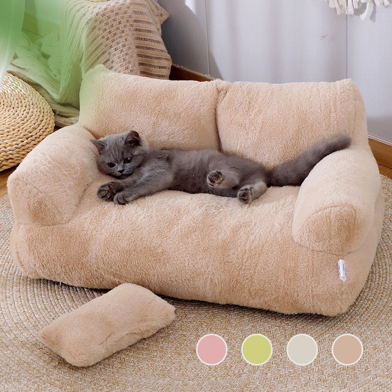 Luxury Plush Pet Sofa Bed Warm Cozy Nest For Winter