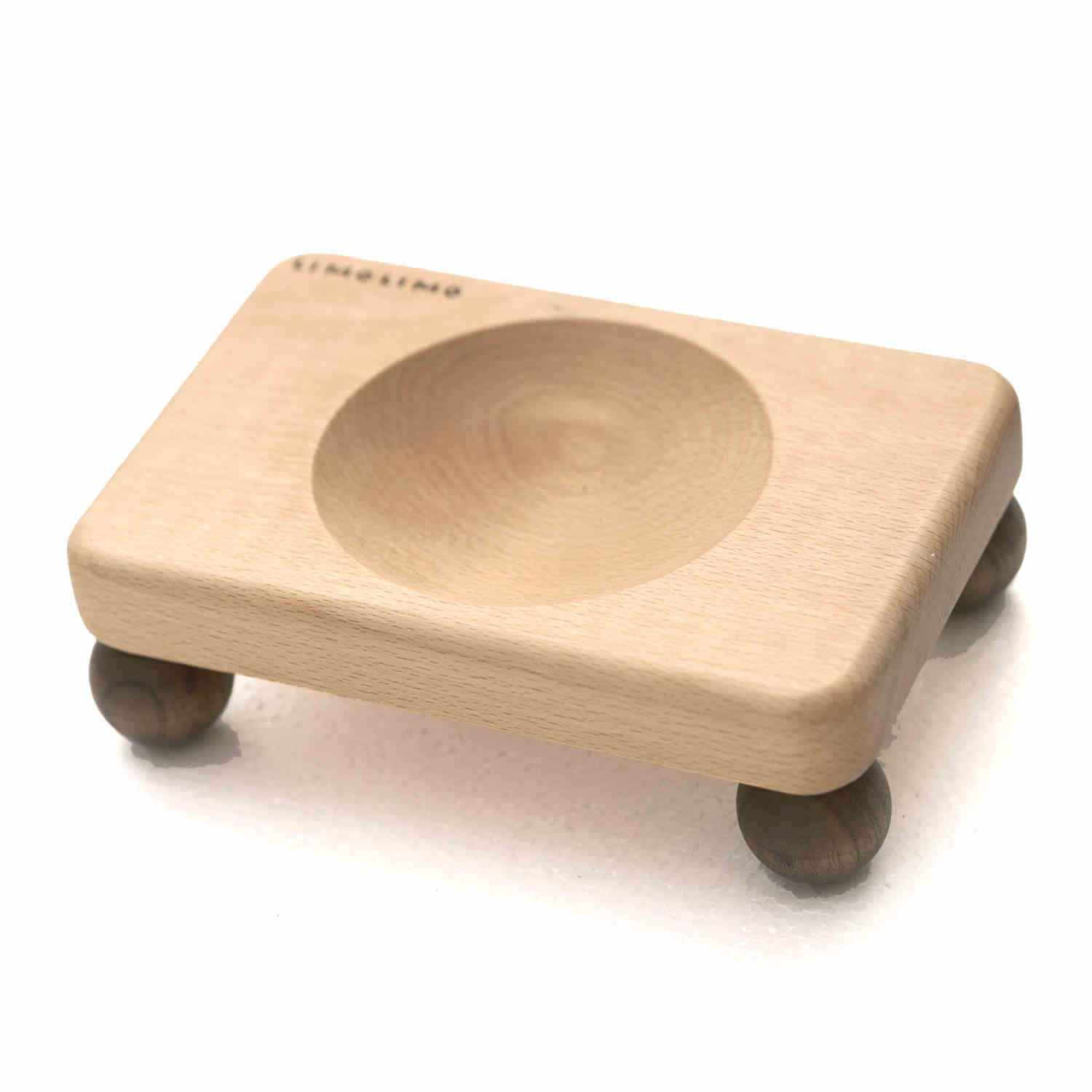 Solid Wood Pet Bowl Ceramic Feeding Dish
