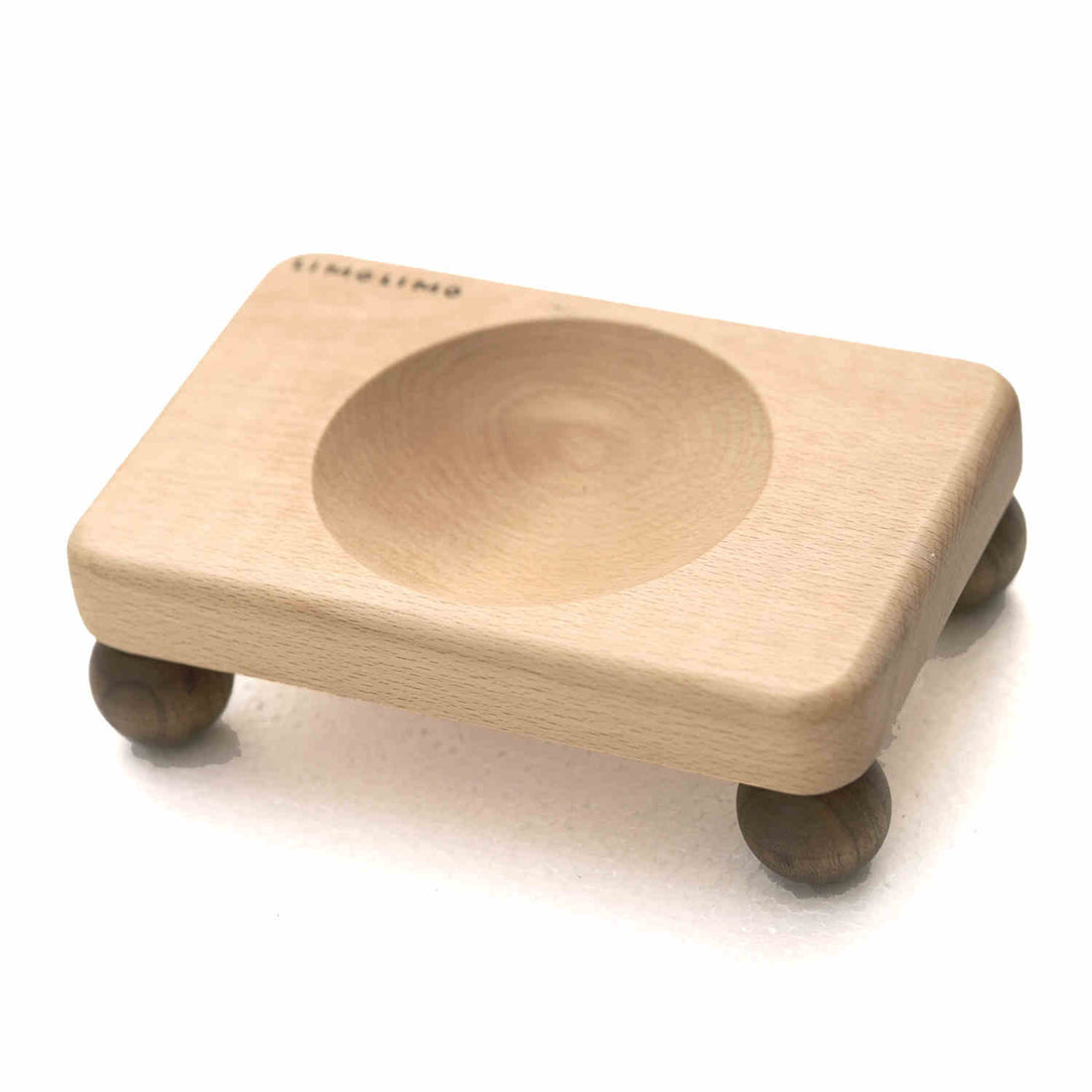Solid Wood Pet Bowl Ceramic Feeding Dish