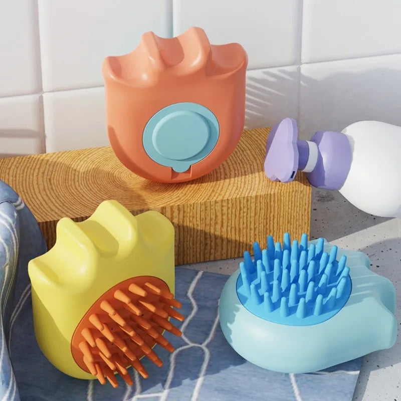 Pet Bath Brush Grooming Massage Comb With Cleaning Shampoo Box