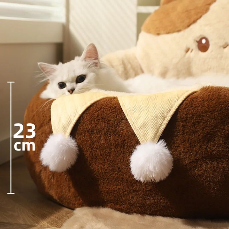 Round Pet Sofa Bed Soft Warm Cushion Deep Sleep Nest