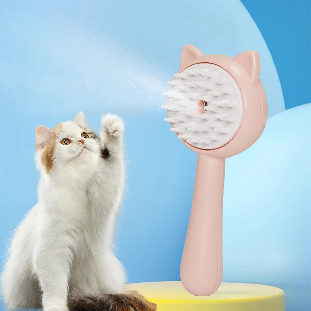 Rechargeable Pet Grooming Brush With Steam Mist Self Cleaning