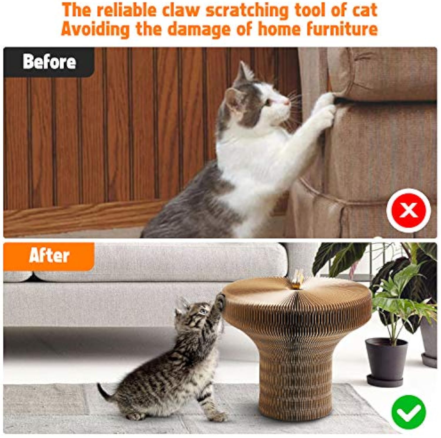 Collapsible Cardboard Pet Scratcher Lounge Bed Round Nest