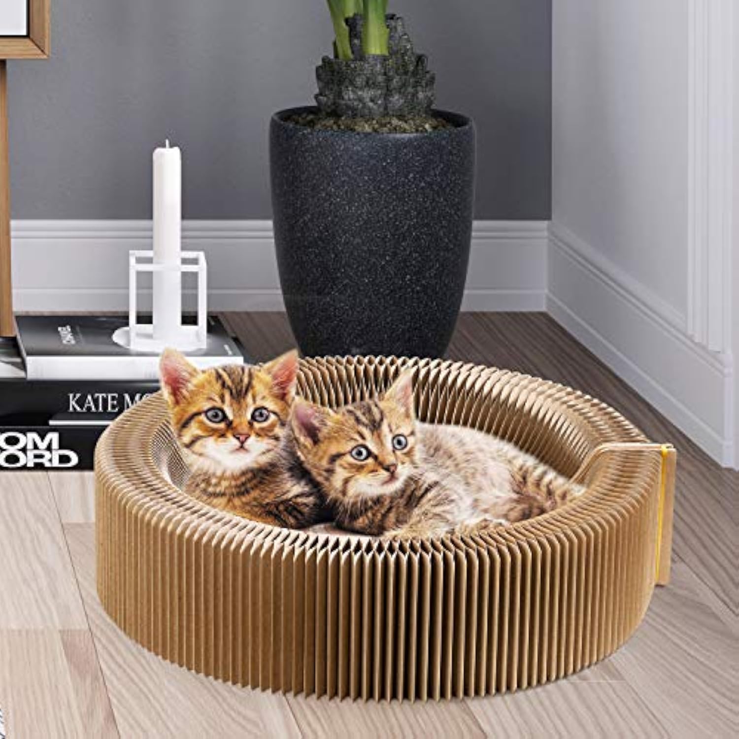 Collapsible Cardboard Pet Scratcher Lounge Bed Round Nest
