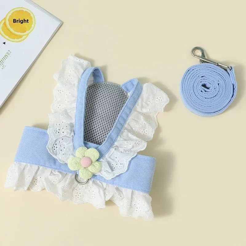 Pet Leash Collar Harness With Safety Back Strap For Walking