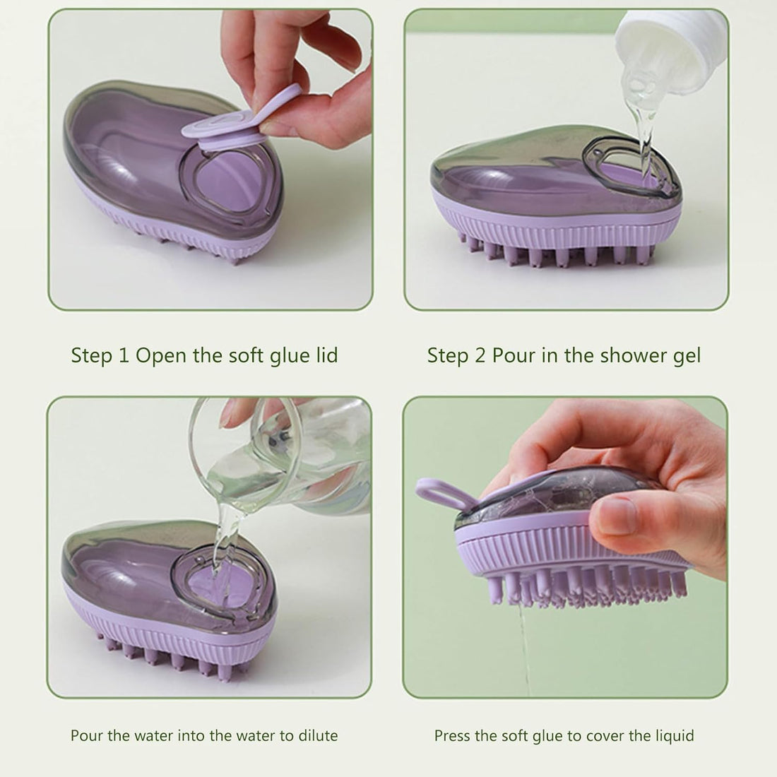 Silicone Pet Bath Brush With Soap Dispenser Grooming Massage Tool