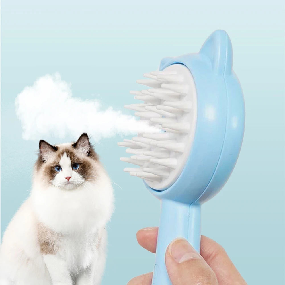 Rechargeable Pet Grooming Brush With Steam Mist Self Cleaning