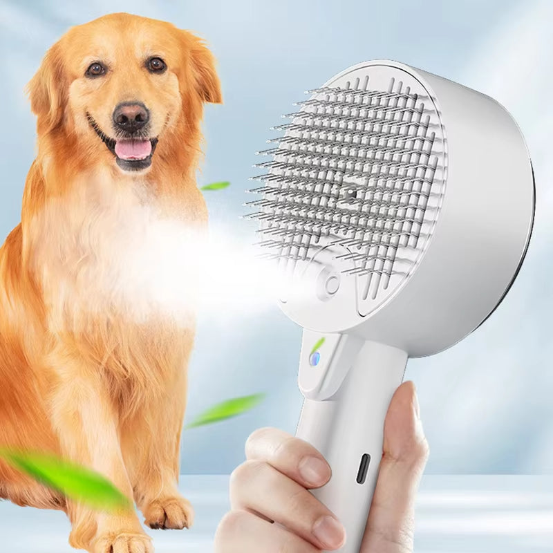 3 In 1 Electric Pet Steam Brush With Spray And Massage