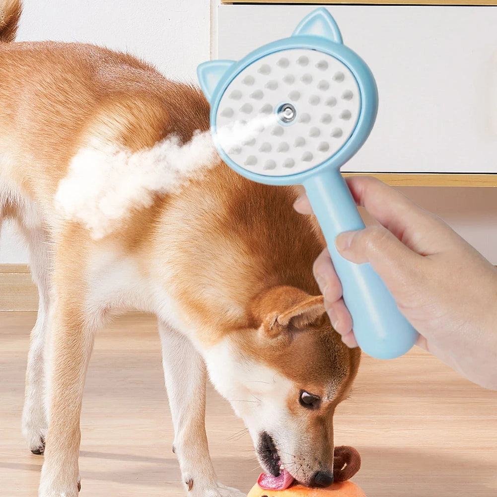 Rechargeable Pet Grooming Brush With Steam Mist Self Cleaning