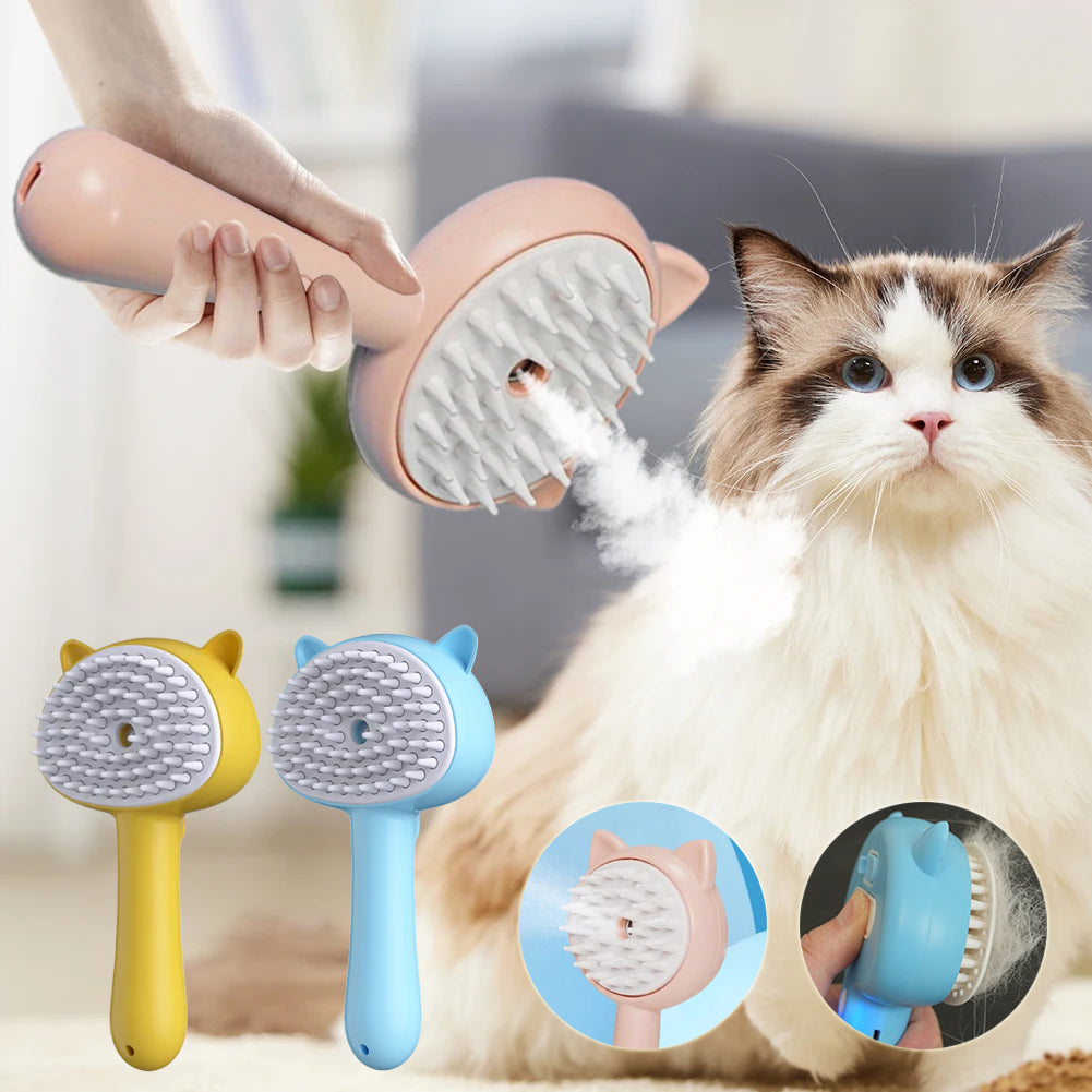 Rechargeable Pet Grooming Brush With Steam Mist Self Cleaning