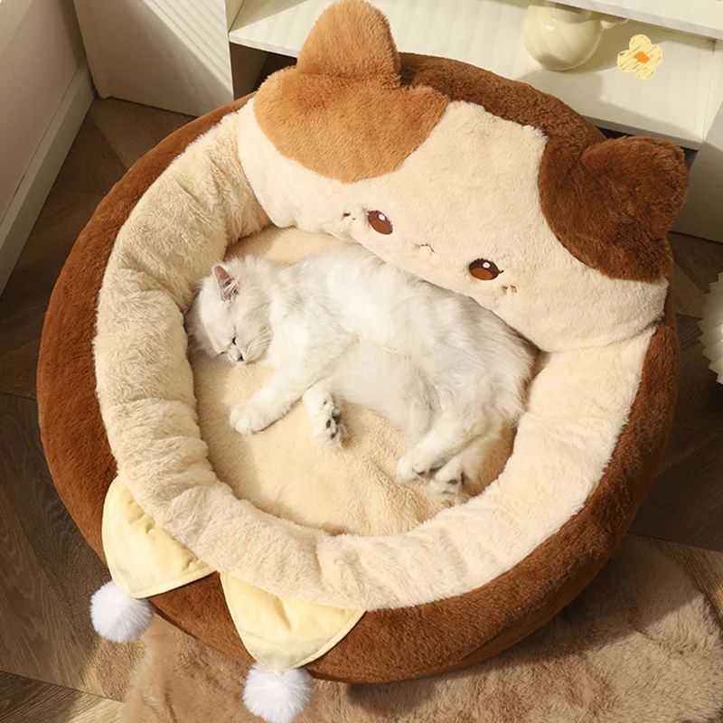 Round Pet Sofa Bed Soft Warm Cushion Deep Sleep Nest