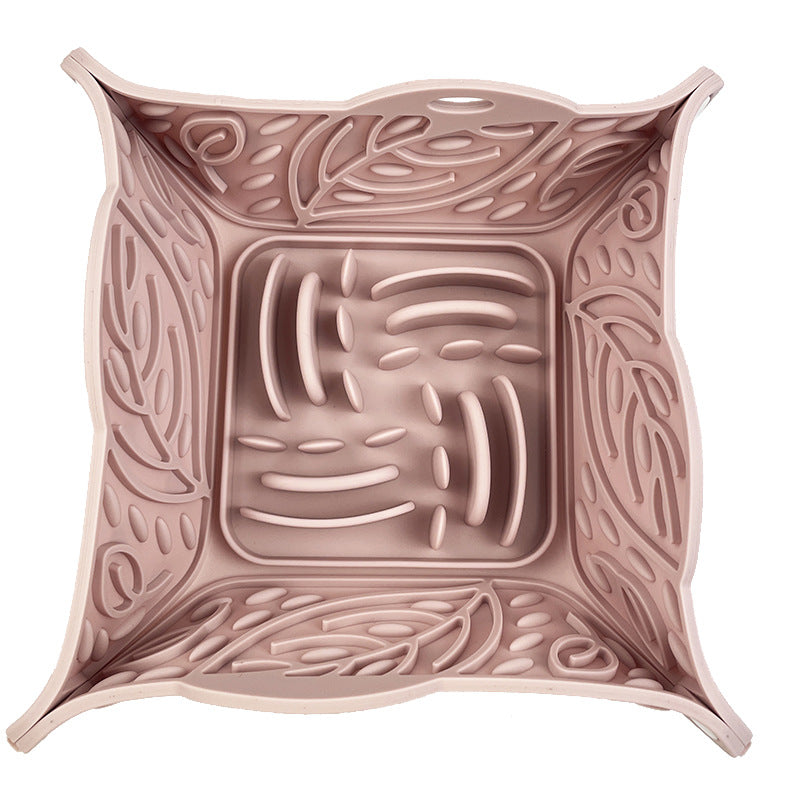 Foldable Silicone Pet Slow Feeding Mat And Bowl Combo