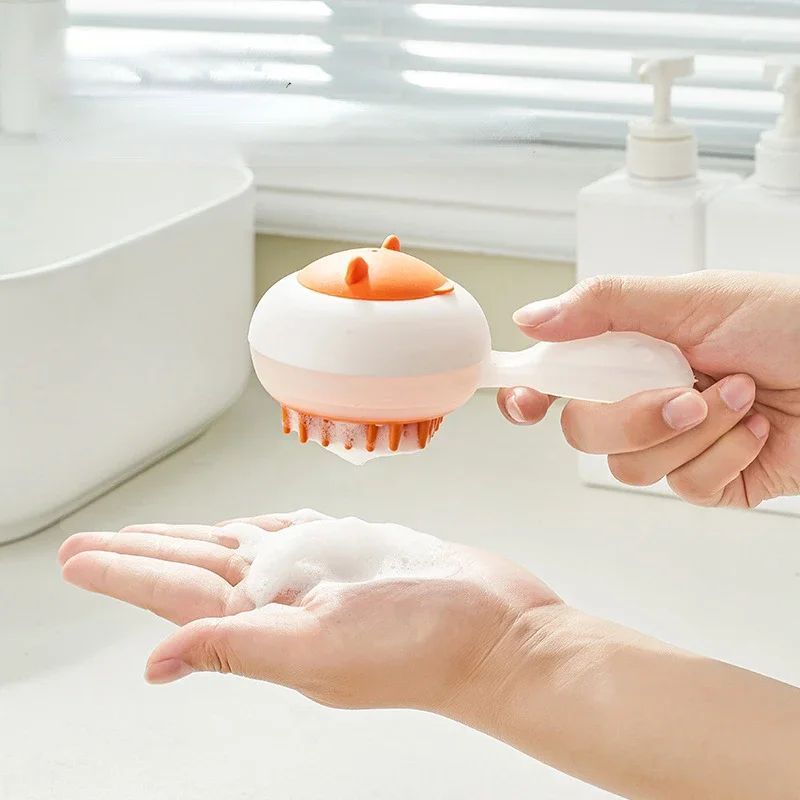 Automatic Pet Bath Brush Soft Gel Hair Removal Dual-Purpose