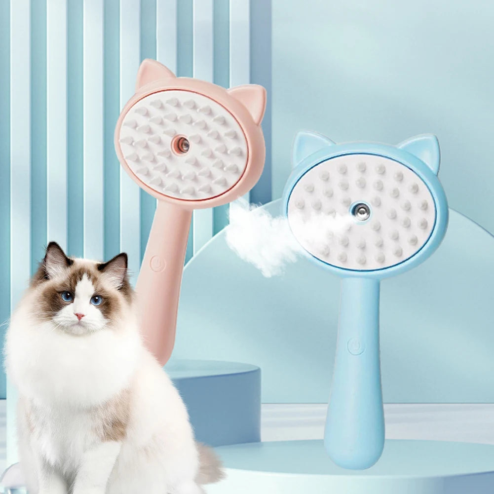 Rechargeable Pet Grooming Brush With Steam Mist Self Cleaning