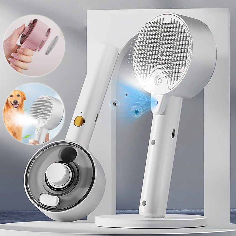 Pet Hair Remover Steam Brush Self-Cleaning Grooming Tool
