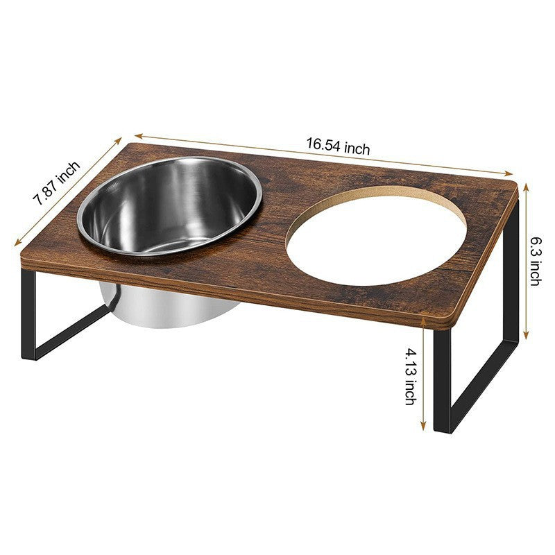 Iron Wood Pet Feeding Rack With Bowl Stand Holder
