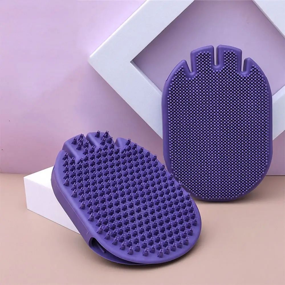 Dual-Sided Pet Shampoo And Grooming Brush With Soft Bristles
