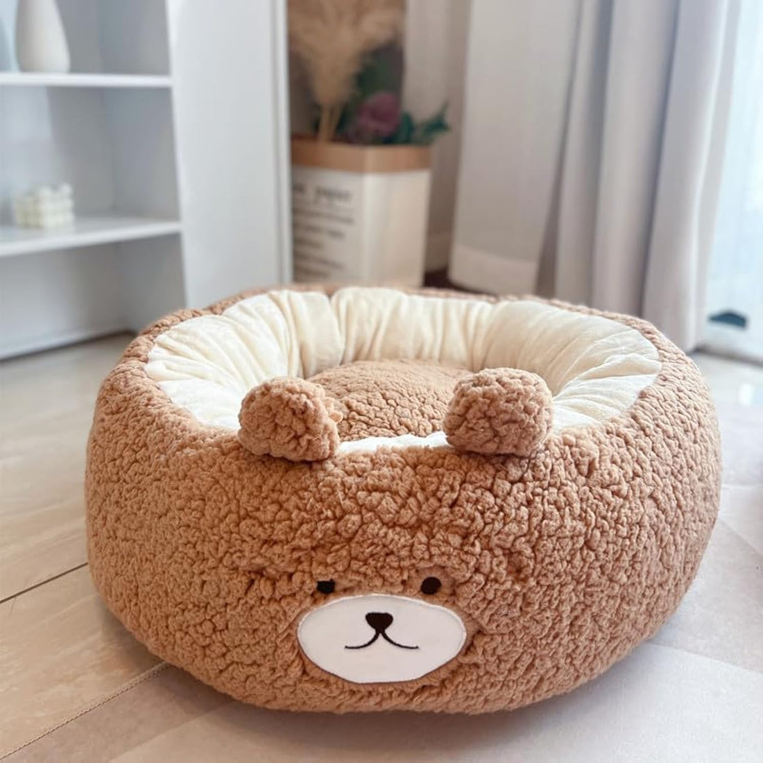 Cartoon Plush Pet Nest Cushion Round Bed For All Seasons