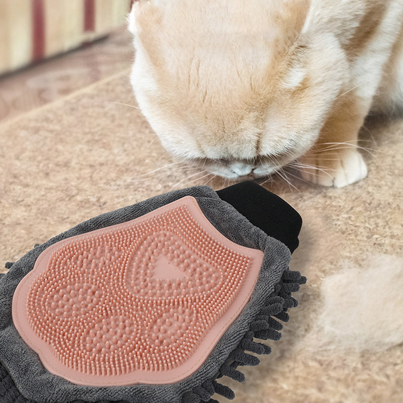 2-in-1 Pet Bathing Brush Grooming Massage Glove Cleaning Tool