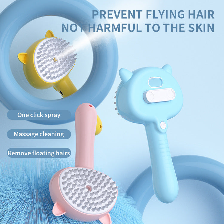 Rechargeable Pet Grooming Brush With Steam Mist Self Cleaning