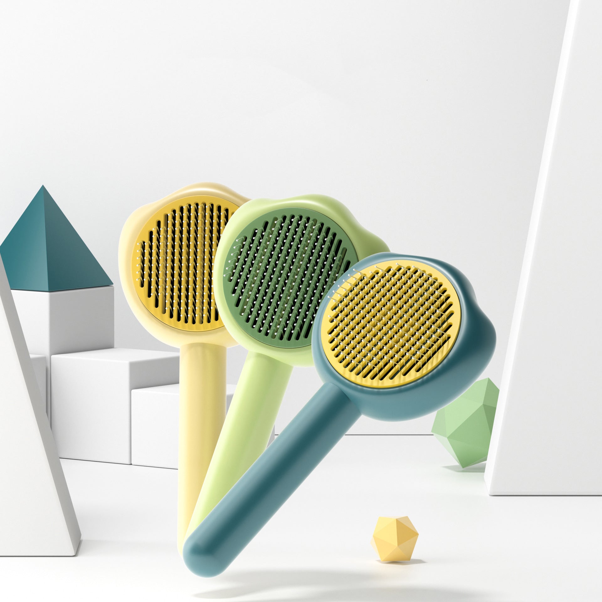 Self Cleaning Pet Grooming Comb With Needle Brush And Handle